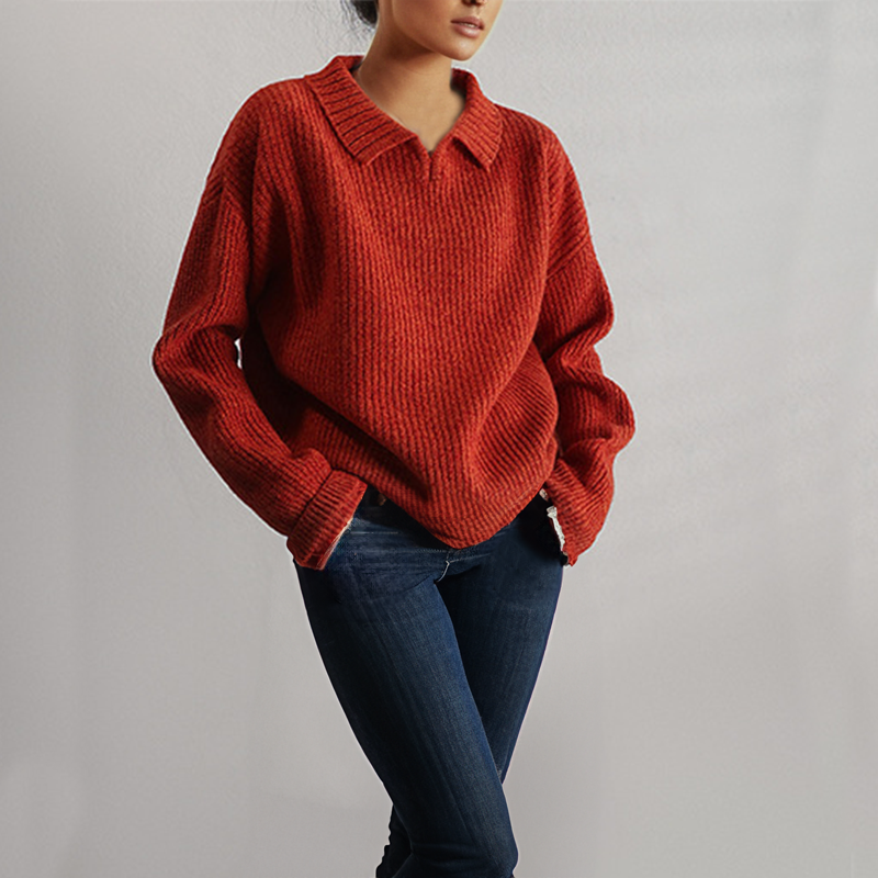 Pull Femme Ample Tricoté Manches Longues Mélange Acrylique 2