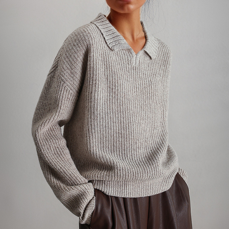 Pull Femme Ample Tricoté Manches Longues Mélange Acrylique 5