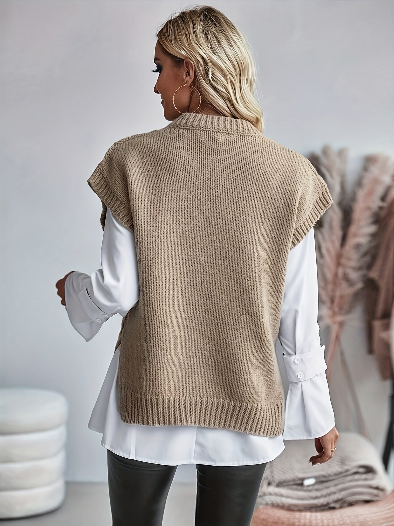 Gilet Sans Manches Femme en Tricot à Câble - Coupe Relaxée 2
