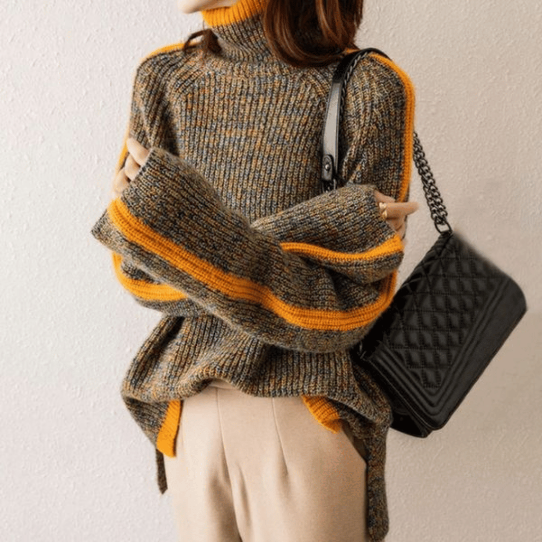 Pull Cachemire Femme Oversize Col Roulé en Tricot Doux 0