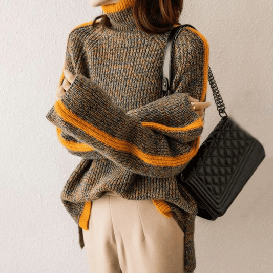 Pull Cachemire Femme Oversize Col Roulé en Tricot Doux 0