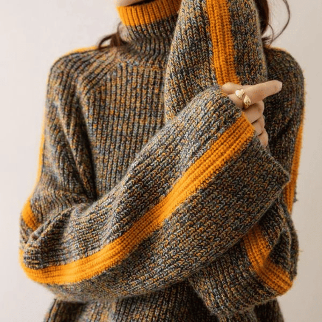 Pull Cachemire Femme Oversize Col Roulé en Tricot Doux 1