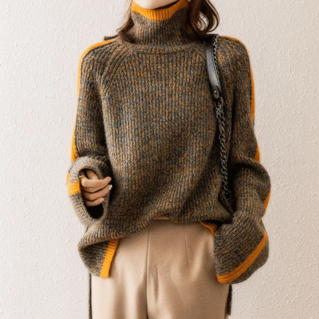 Pull Cachemire Femme Oversize Col Roulé en Tricot Doux 2