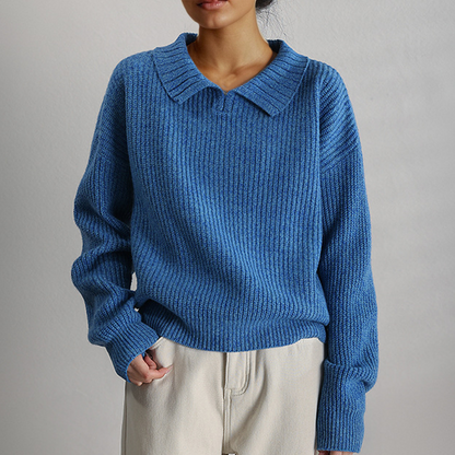 Pull Femme Ample Tricoté Manches Longues Mélange Acrylique 0