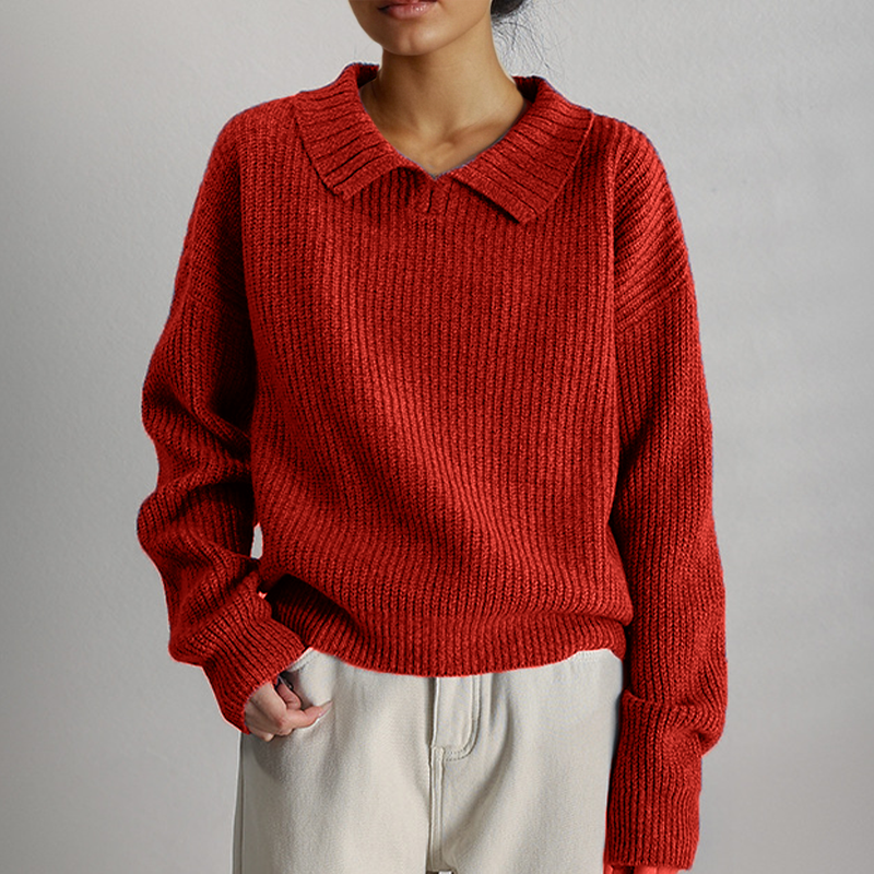 Pull Femme Ample Tricoté Manches Longues Mélange Acrylique 3