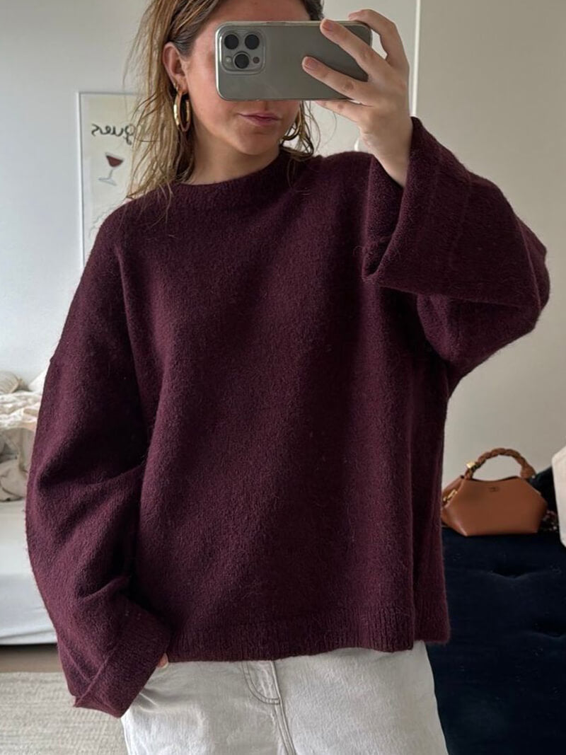 Pull Femme Bordeaux Taille M Acrylique-3