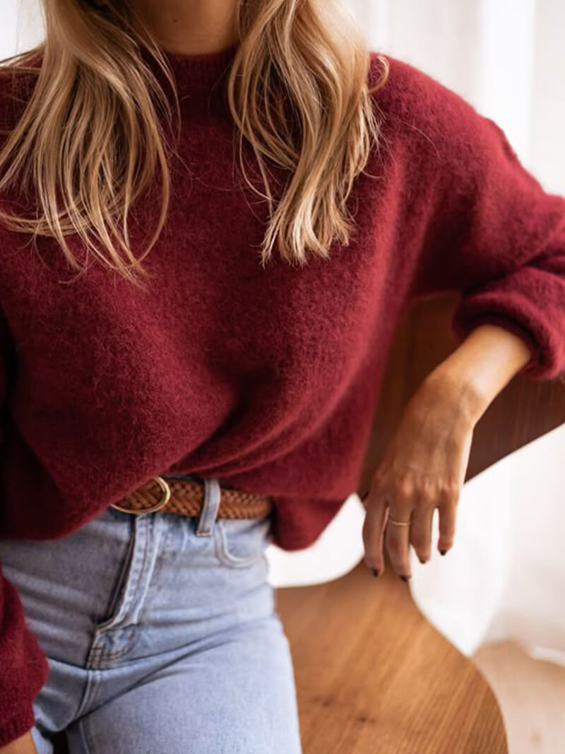Pull Femme Bordeaux Taille M Acrylique-4