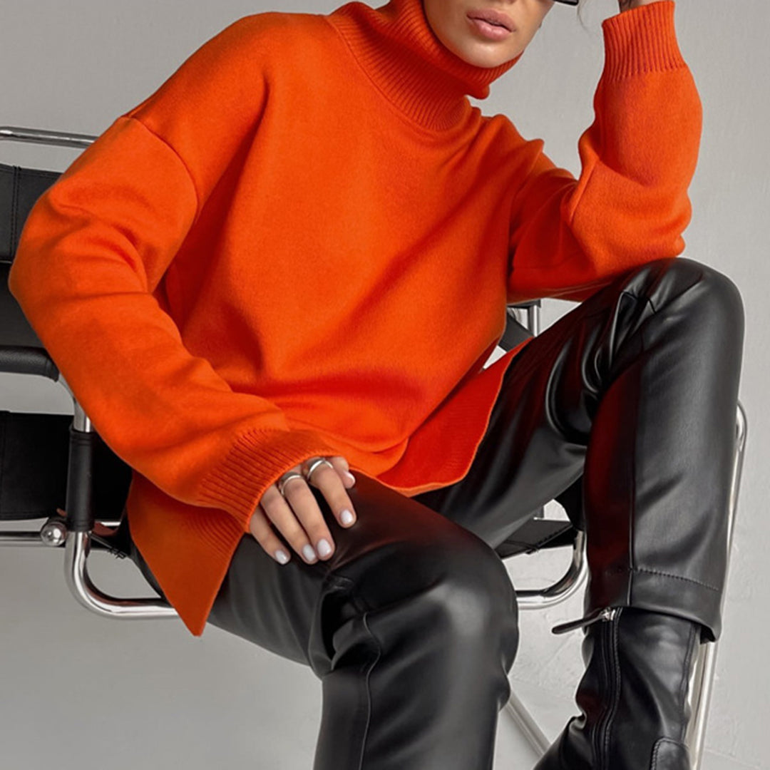 Pull Femme Col Montant Acrylique-Coton Manches Longues 1