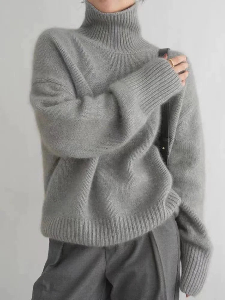 Pull Femme Élégant à Col Montant en Maille Douce – Manches Longues 4