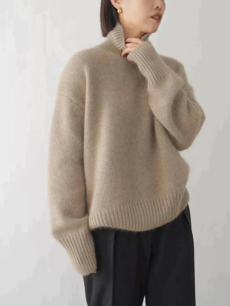 Pull Femme Élégant à Col Montant en Maille Douce – Manches Longues 5