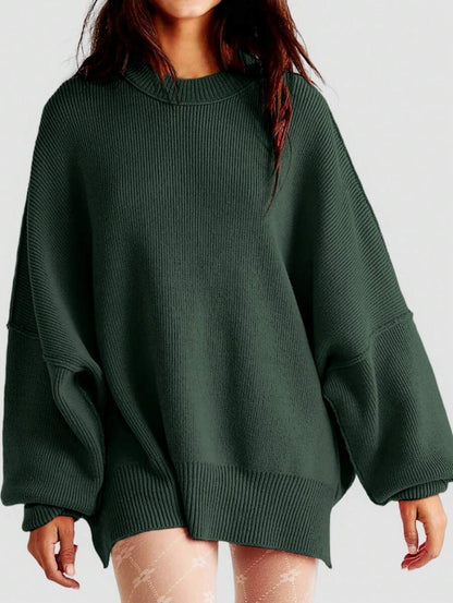 Pull Femme Oversize Col Rond Manches Longues Fentes Latérales 10