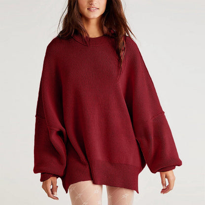 Pull Femme Oversize Col Rond Manches Longues Fentes Latérales 8