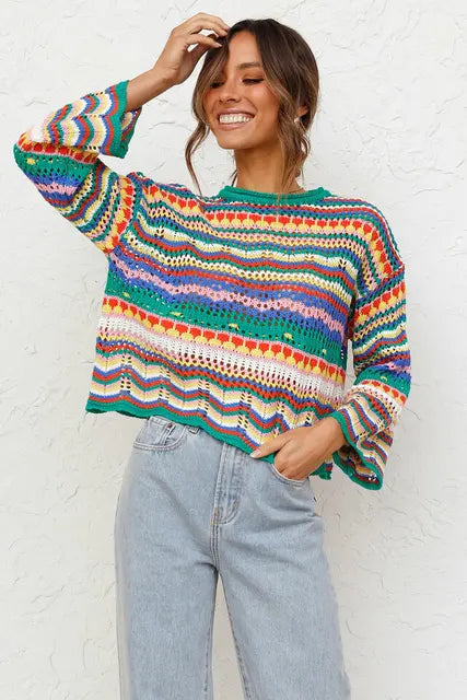 Pull Femme à Mailles Lâches, Coupe Ample, Confort Léger – Idéal Automne/Hiver 0